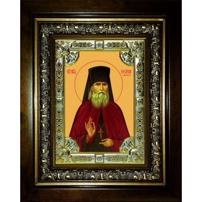 Икона освященная "Георгий исповедник Даниловский, преподобный, чудотворец", в киоте 24x30 см фото