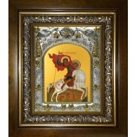 Икона освященная "Чудо Георгия о змие", в киоте 20x24 см фото