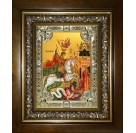 Икона освященная "Чудо Георгия о змие", в киоте 24x30 см