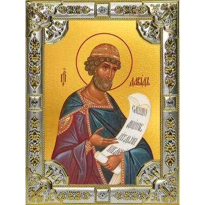 Икона освященная "Давид царь и пророк", 18x24 см, со стразами фото