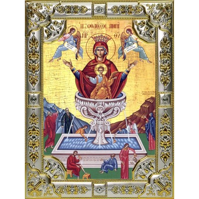 Икона освященная "Живоносный источник Божией Матери", 18х24см, со стразами фото