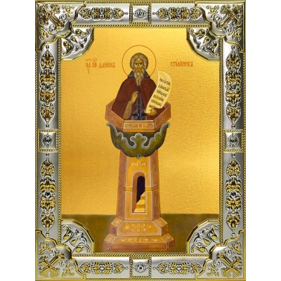 Икона освященная "Даниил Столпник преподобный", 18x24 см, со стразами фото