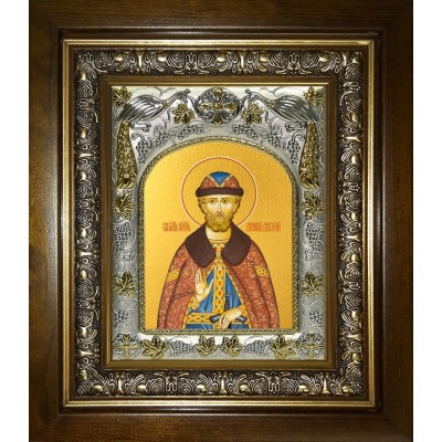 Икона освященная "Димитрий (Дмитрий) Донской благоверный князь", в киоте 20x24 см фото