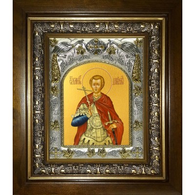 Икона освященная "Димитрий (Дмитрий) Солунский великомученик", в киоте 20x24 см фото