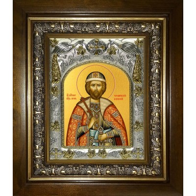 Икона освященная "Игорь Благоверный Великий князь", в киоте 20x24 см фото