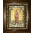 Икона освященная "Леонид Афинский,святитель", 18x24 см, со стразами, в деревянном киоте 24x30 см