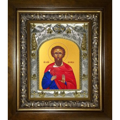 Икона освященная "Леонид мученик", в киоте 20x24 см фото