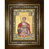 Икона освященная "Мина Котуанский (Фригийский) великомученик" ,в киоте 24x30 см фото