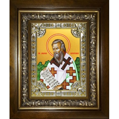 Икона освященная "Мирон Чудотворец, епископ Критский, святитель", в киоте 24x30 см фото