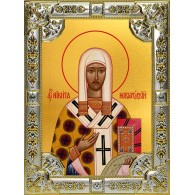 Икона освященная "Никита епископ Новгородский, святитель", 18x24 см, со стразами фото