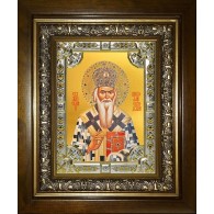 Икона освященная "Николай Сербский, святитель", в киоте 24x30 см фото