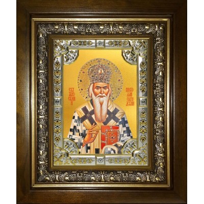 Икона освященная "Николай Сербский, святитель", в киоте 24x30 см фото