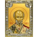 Икона освященная "Николай чудотворец, архиепископ Мир Ликийских, святитель", 18x24 см, со стразами