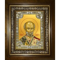 Икона освященная "Николай чудотворец, архиепископ Мир Ликийских, святитель", в киоте 24x30 см фото