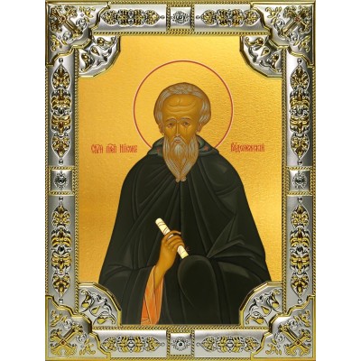 Икона освященная "Никон Радонежский игумен, преподобный", 18x24 см, со стразами фото