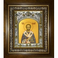 Икона освященная "Павлин Милостивый, епископ Ноланский, святитель", в киоте 20x24 см фото