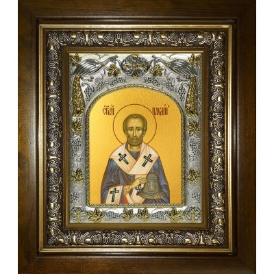 Икона освященная "Павлин Милостивый, епископ Ноланский, святитель", в киоте 20x24 см фото