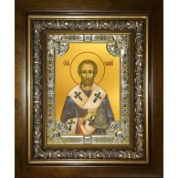 Икона освященная "Павлин Милостивый, епископ Ноланский, святитель", в киоте 24x30 см фото
