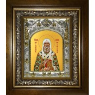 Икона освященная "Петр Митрополит Московский, святитель", в киоте 20x24 см фото