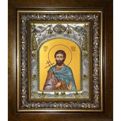 Икона освященная "Савва Готфский Муссовский (Валахийский) мученик", в киоте 20x24 см фото