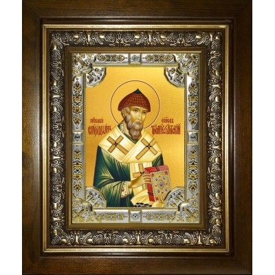 Икона освященная "Спиридон Тримифунтский святитель", в киоте 24x30 см фото