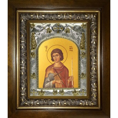 Икона освященная "Фанурий Родосский великомученик", в киоте 20x24 см фото