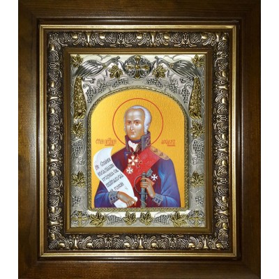 Икона освященная "Феодор (Фёдор) Ушаков, праведный воин", в киоте 20x24 см фото