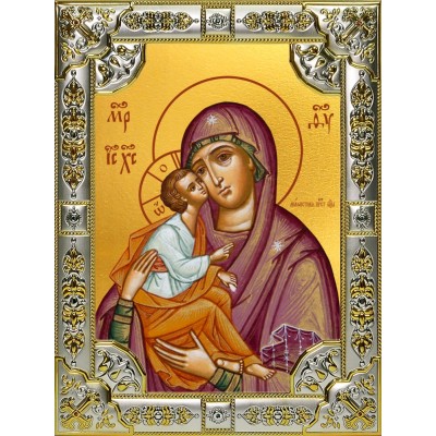 Икона освященная "Акафистная икона Божией Матери", 18x24 см, со стразами фото
