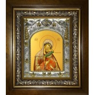 Икона освященная "Акидимская икона Божией Матери (Взыграние младенца)", в киоте 20x24 см фото