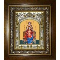 Икона освященная "Богородица со сродницами, праведными Анной и Марией", в киоте 20x24 см фото