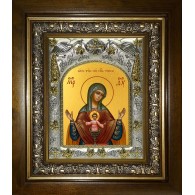 Икона освященная "Бысть Чрево Твое Святая Трапеза икона Божией Матери", в киоте 20x24 см фото