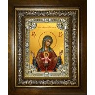 Икона освященная "Бысть Чрево Твое Святая Трапеза икона Божией Матери", в киоте 24x30 см фото