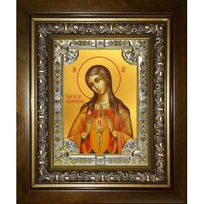 Икона освященная "В родах Помощница, икона Божией Матери", в киоте 24x30 см фото
