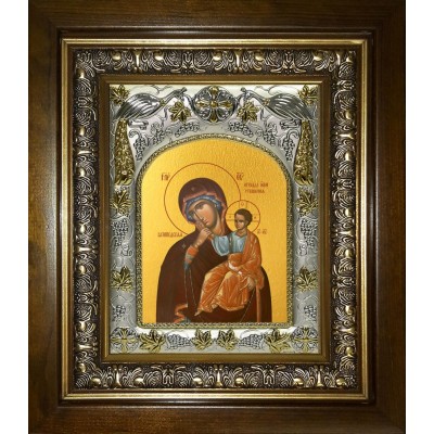 Икона освященная "Ватопедская икона Божией Матери", 14x18 см, в деревянном киоте 20x24 см фото