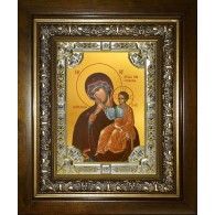 Икона освященная "Ватопедская икона Божией Матери", 18x24 см, со стразами, в деревянном киоте 24x30 см фото