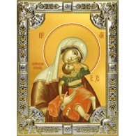 Икона освященная "Взыграние младенца, икона Божией Матери", 18x24 см, со стразами фото