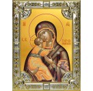 Икона освященная "Владимирская икона Божией Матери", 18x24 см, со стразами
