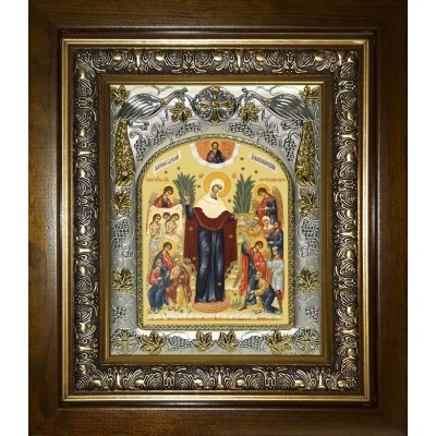 Икона освященная "Всех скорбящих Радость, икона Божией Матери", в киоте 20x24 см фото
