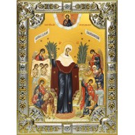 Икона освященная "Всех скорбящих Радость икона Божией Матери", 18x24 см, со стразами фото