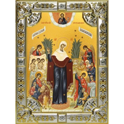 Икона освященная "Всех скорбящих Радость икона Божией Матери", 18x24 см, со стразами фото