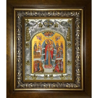 Икона освященная "Всех скорбящих Радость икона Божией Матери", в киоте 20x24 см фото