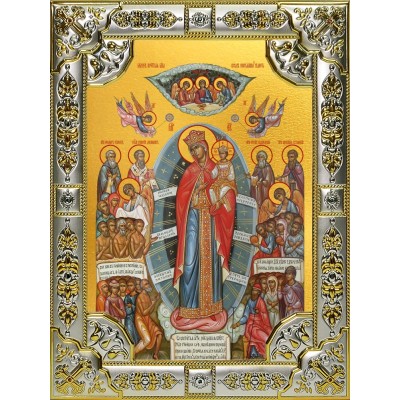 Икона освященная "Всех скорбящих Радость, икона Божией Матери", 18x24 см, со стразами фото