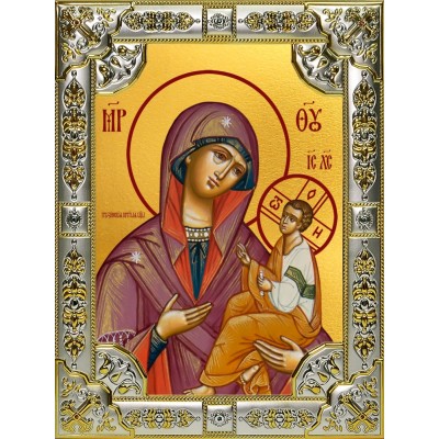 Икона освященная "Грузинская икона Божией Матери", 18x24 см, со стразами фото