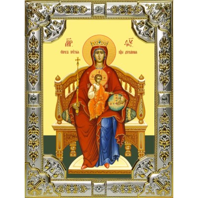Икона освященная "Державная икона Божией Матери", 18x24 см, со стразами фото