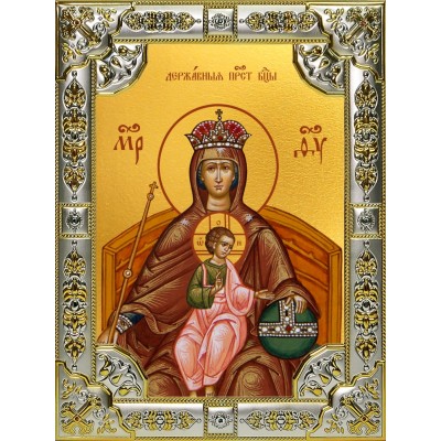 Икона освященная "Державная икона Божией Матери", 18x24 см, со стразами фото
