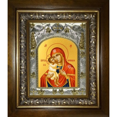 Икона освященная "Жировицкая икона Божией Матери", 14x18 см, в деревянном киоте 20x24 см фото