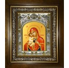 Икона освященная "Жировицкая икона Божией Матери", 14x18 см, в деревянном киоте 20x24 см