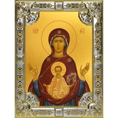 Икона освященная "Знамение, икона Божией Матери", 18x24 см, со стразами фото