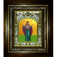 Икона освященная "Знамение, икона Божией Матери", в киоте 20x24 см фото