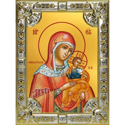 Икона освященная "Коневская икона Божией Матери", 18x24 см, со стразами фото